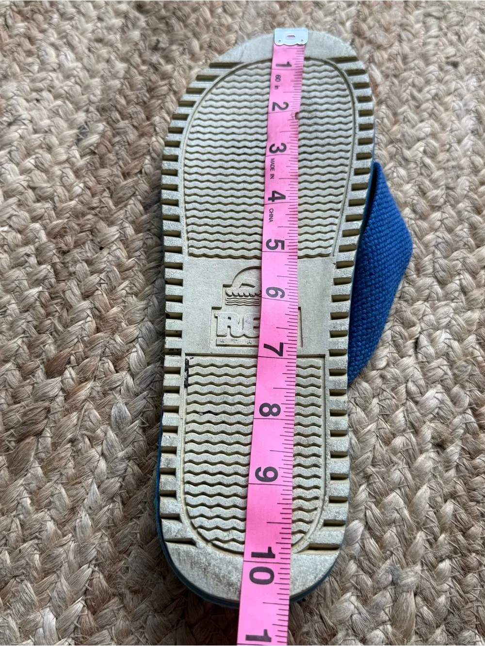 Vintage 90s 80s Reef Flip Flops Mens Blue Tea Nautical Thong Sandals Beach Pool